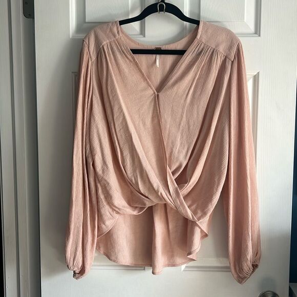 Free People Check On It Wrap Blouse Pink Size S - Picture 2 of 8